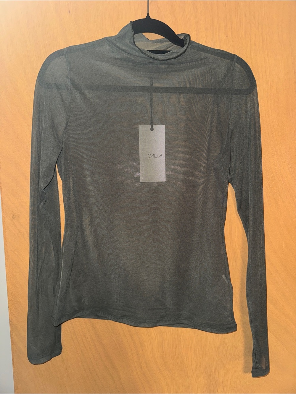 CALIA by Carrie Underwood Sheer Long-Sleeve Mock Neck Top